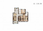 衡水恒茂城江南御府A1户型118.69㎡三室两厅两卫